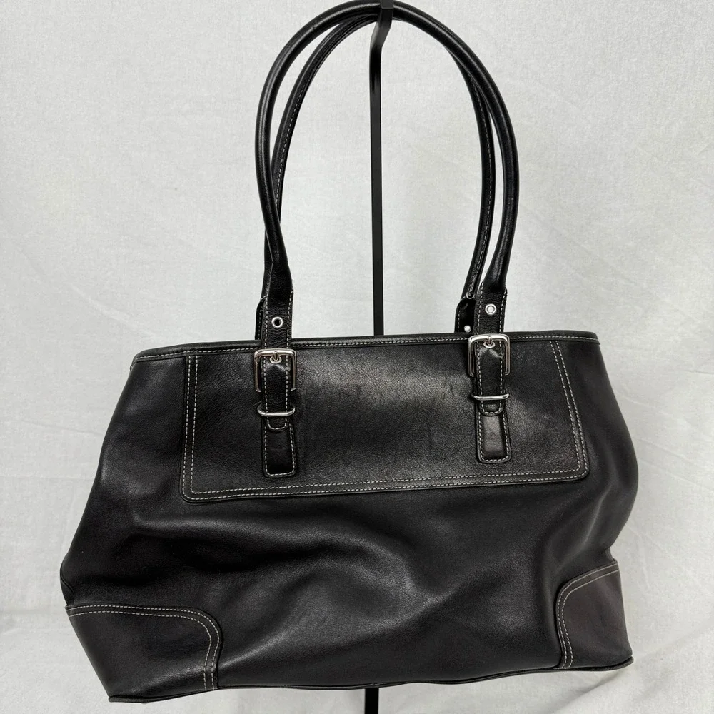 Coach Leather Purse‎ Top Handle Bag/ Purse Black Buckle